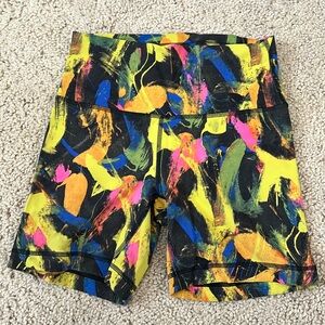 lululemon multi colored wunder train biker shorts